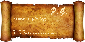 Plank György névjegykártya